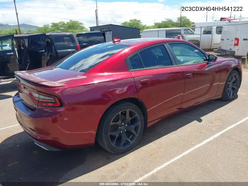 2C3CDXHG4HH541222 2017 Dodge Charger Sxt Rwd