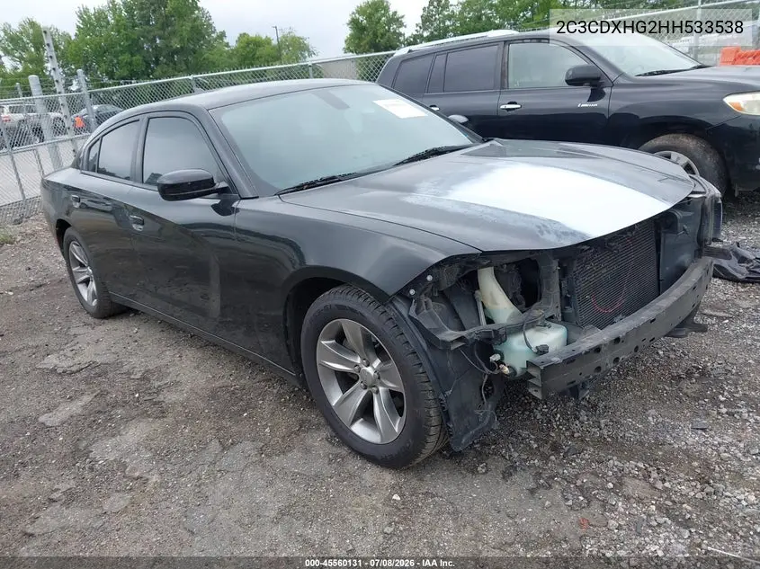 2017 Dodge Charger Sxt Rwd VIN: 2C3CDXHG2HH533538 Lot: 45560131