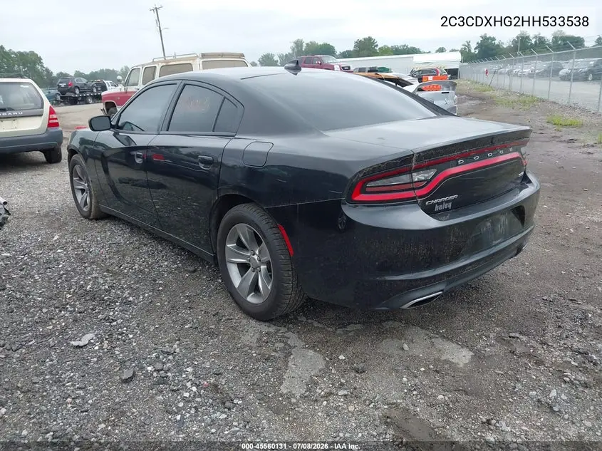 2017 Dodge Charger Sxt Rwd VIN: 2C3CDXHG2HH533538 Lot: 45560131
