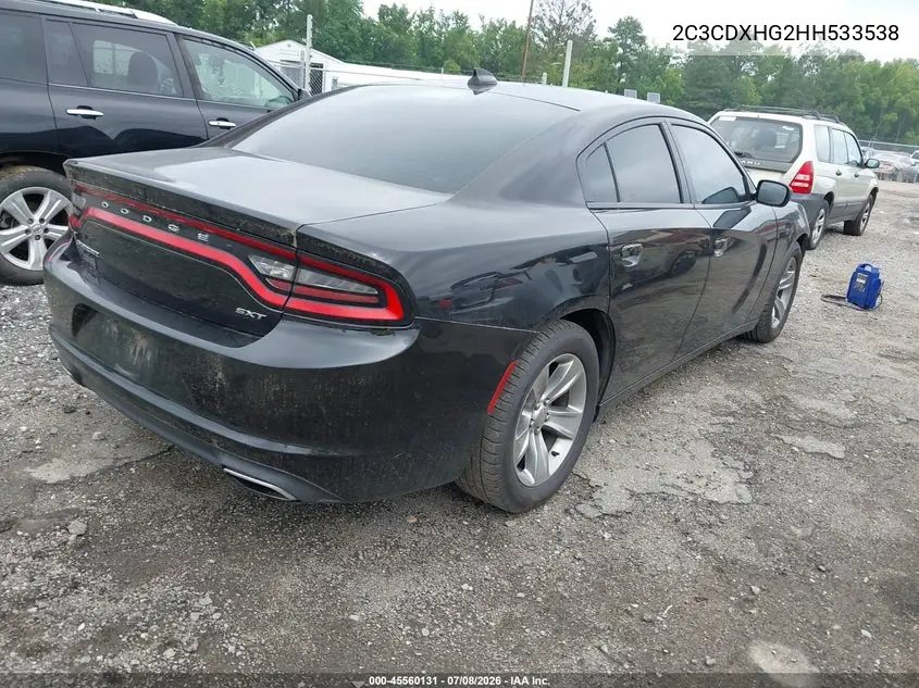 2017 Dodge Charger Sxt Rwd VIN: 2C3CDXHG2HH533538 Lot: 45560131