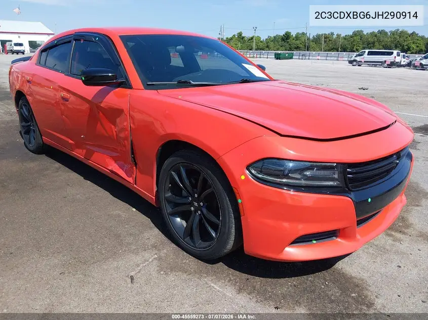 2018 Dodge Charger Sxt Rwd VIN: 2C3CDXBG6JH290914 Lot: 45559273