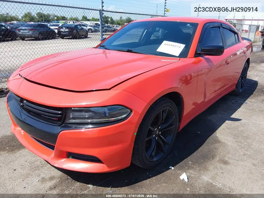 2018 Dodge Charger Sxt Rwd VIN: 2C3CDXBG6JH290914 Lot: 45559273
