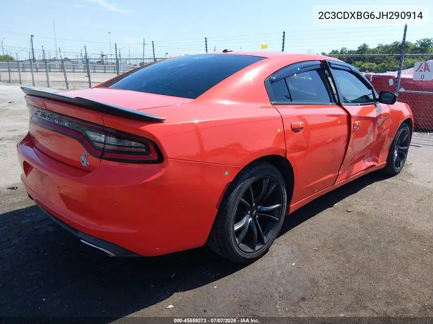 2018 Dodge Charger Sxt Rwd VIN: 2C3CDXBG6JH290914 Lot: 45559273