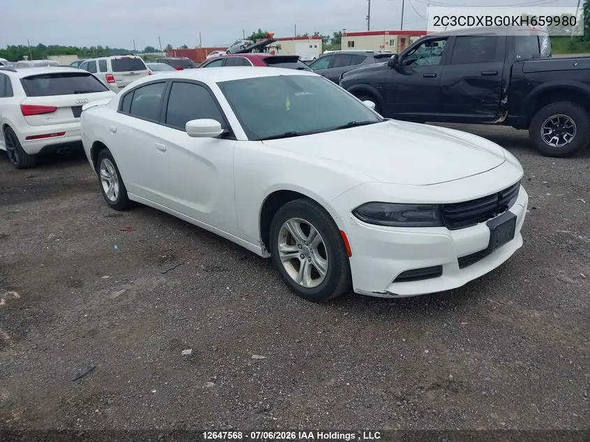 2019 Dodge Charger VIN: 2C3CDXBG0KH659980 Lot: 12647568