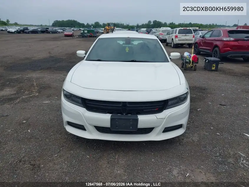 2019 Dodge Charger VIN: 2C3CDXBG0KH659980 Lot: 12647568