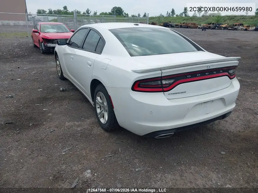 2019 Dodge Charger VIN: 2C3CDXBG0KH659980 Lot: 12647568