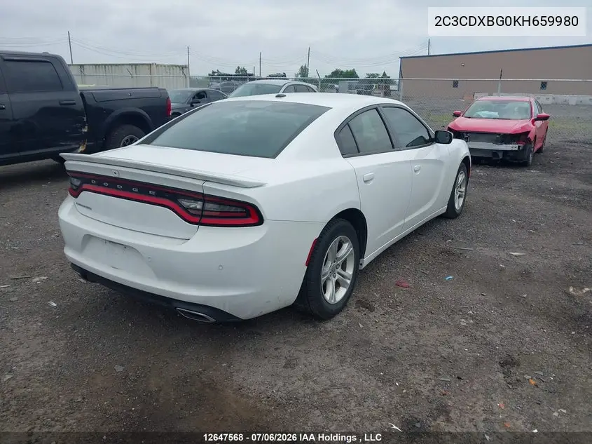 2019 Dodge Charger VIN: 2C3CDXBG0KH659980 Lot: 12647568