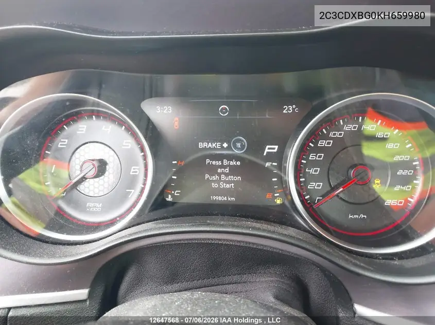 2019 Dodge Charger VIN: 2C3CDXBG0KH659980 Lot: 12647568