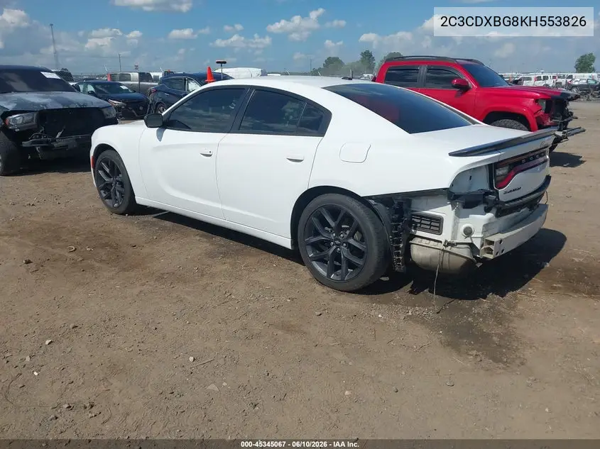 2019 Dodge Charger Sxt Rwd VIN: 2C3CDXBG8KH553826 Lot: 45345067