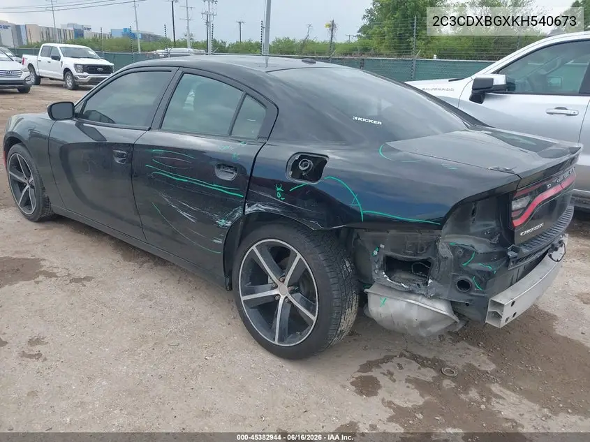 2019 Dodge Charger Sxt Rwd VIN: 2C3CDXBGXKH540673 Lot: 45382944