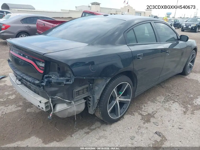 2019 Dodge Charger Sxt Rwd VIN: 2C3CDXBGXKH540673 Lot: 45382944