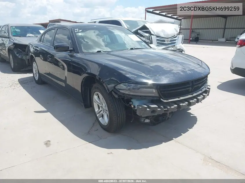 2019 Dodge Charger Sxt Rwd VIN: 2C3CDXBG5KH699259 Lot: 45528533