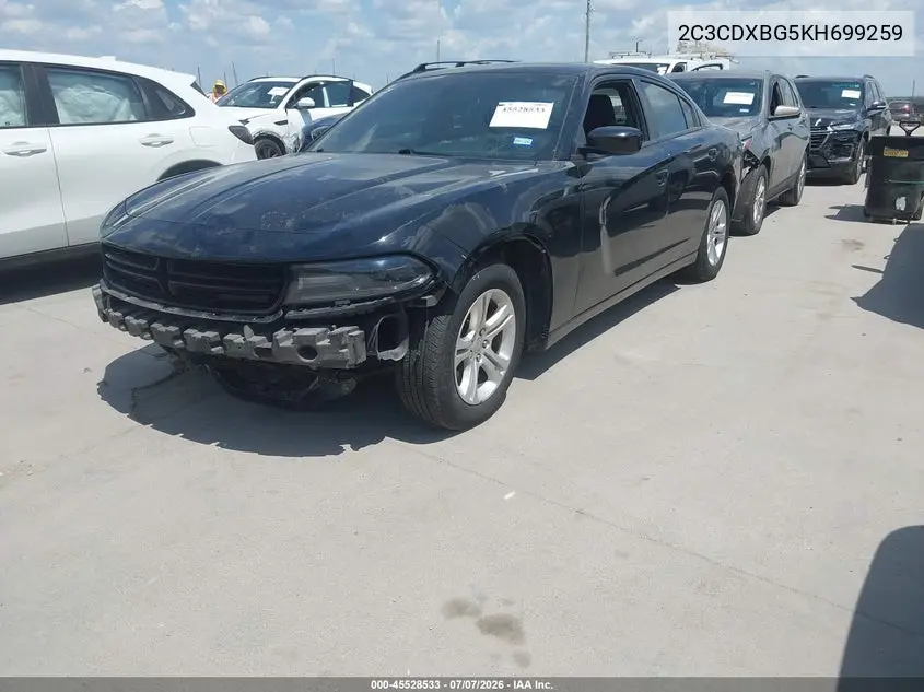 2019 Dodge Charger Sxt Rwd VIN: 2C3CDXBG5KH699259 Lot: 45528533