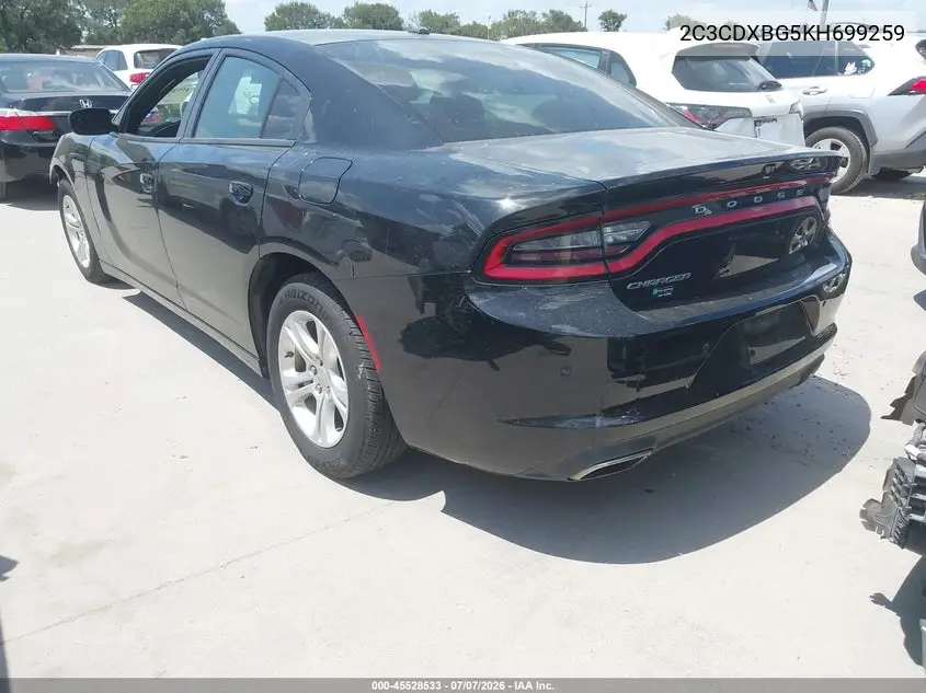 2019 Dodge Charger Sxt Rwd VIN: 2C3CDXBG5KH699259 Lot: 45528533