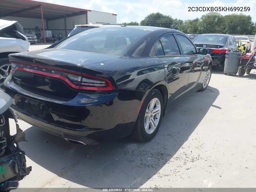 2019 Dodge Charger Sxt Rwd VIN: 2C3CDXBG5KH699259 Lot: 45528533