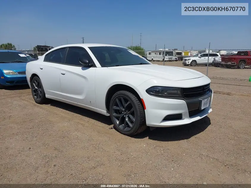 2019 Dodge Charger Sxt Rwd VIN: 2C3CDXBG0KH670770 Lot: 45643667
