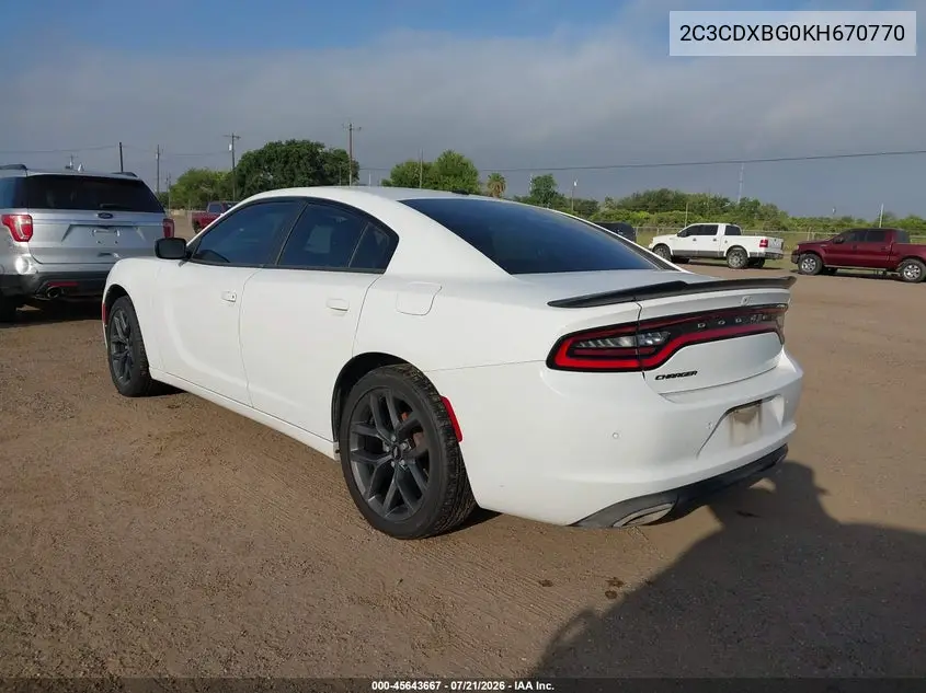 2019 Dodge Charger Sxt Rwd VIN: 2C3CDXBG0KH670770 Lot: 45643667