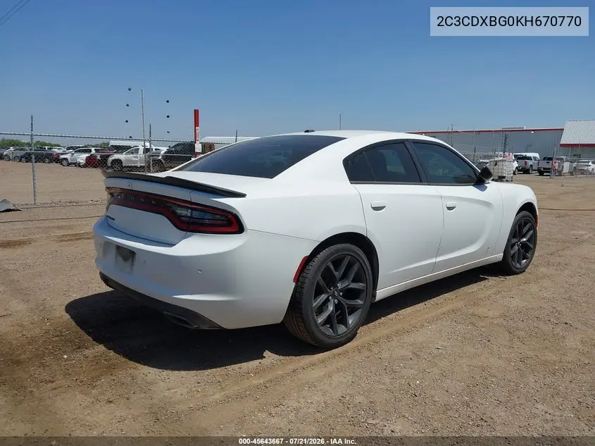 2019 Dodge Charger Sxt Rwd VIN: 2C3CDXBG0KH670770 Lot: 45643667