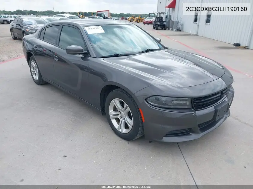 2020 Dodge Charger Sxt Rwd VIN: 2C3CDXBG3LH190160 Lot: 45231286