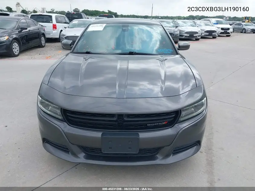 2020 Dodge Charger Sxt Rwd VIN: 2C3CDXBG3LH190160 Lot: 45231286