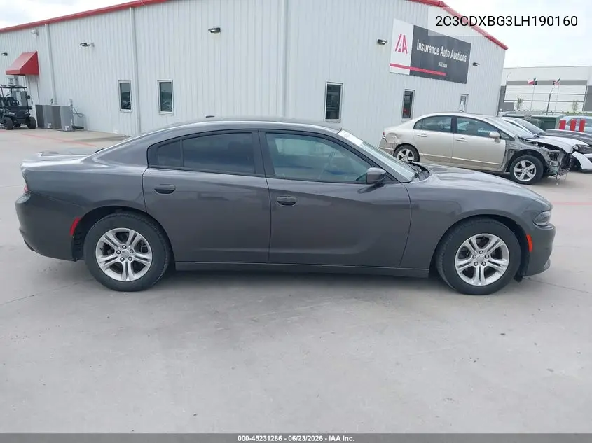 2020 Dodge Charger Sxt Rwd VIN: 2C3CDXBG3LH190160 Lot: 45231286