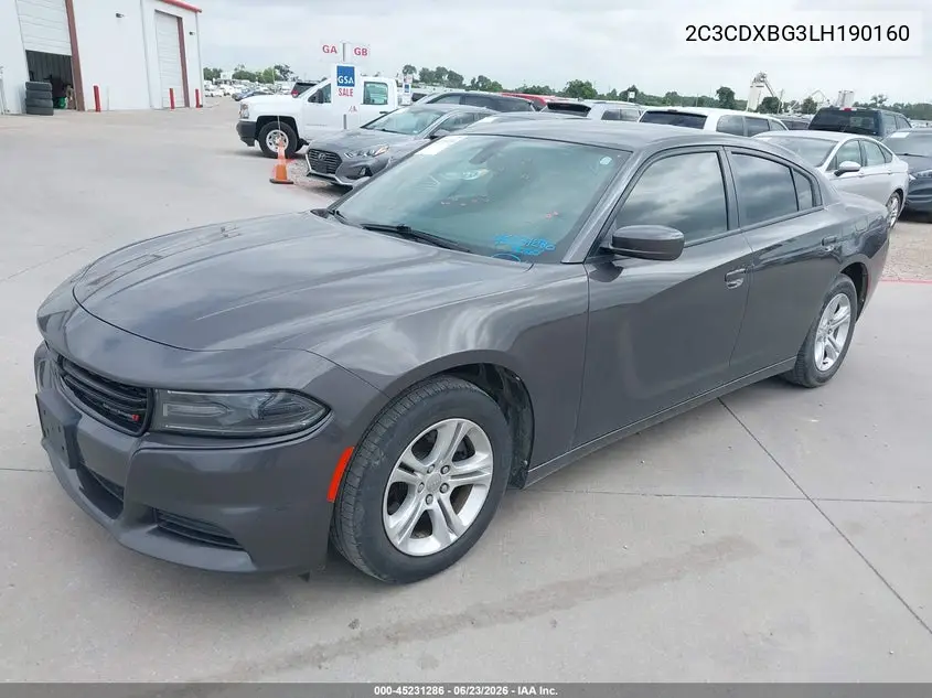 2020 Dodge Charger Sxt Rwd VIN: 2C3CDXBG3LH190160 Lot: 45231286