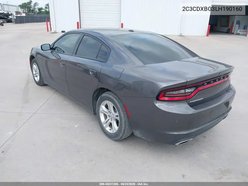 2020 Dodge Charger Sxt Rwd VIN: 2C3CDXBG3LH190160 Lot: 45231286