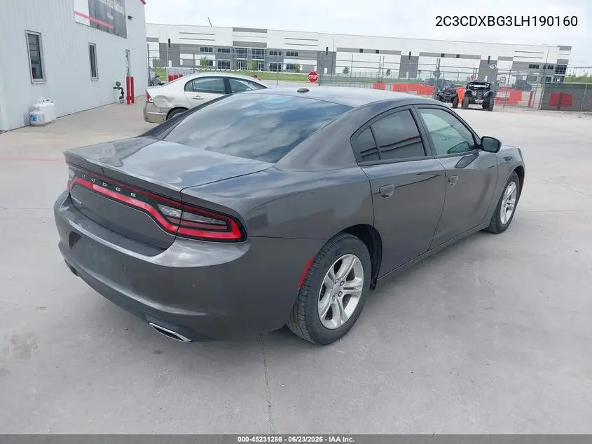 2020 Dodge Charger Sxt Rwd VIN: 2C3CDXBG3LH190160 Lot: 45231286