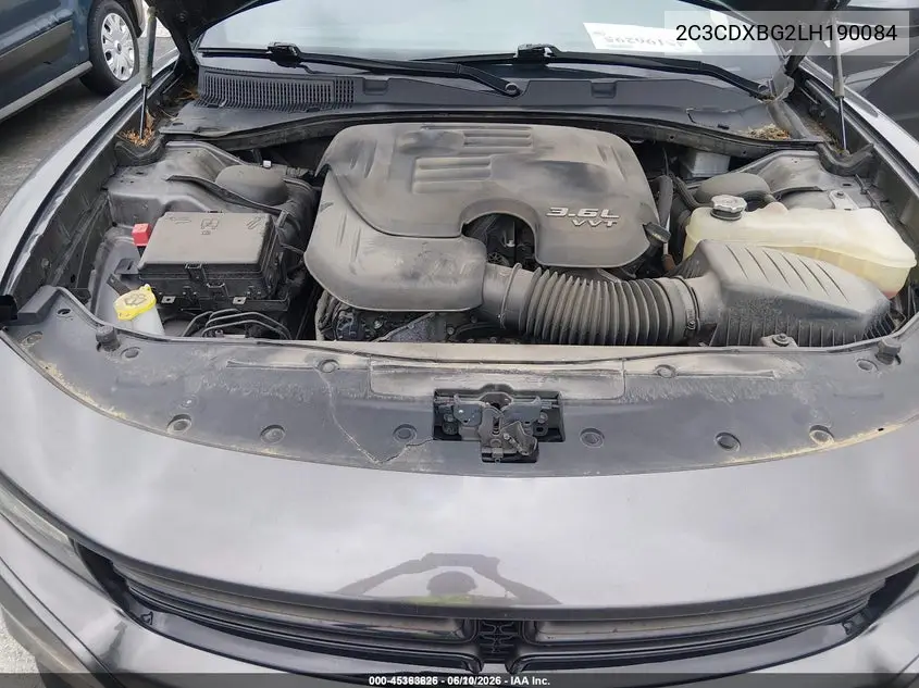 2020 Dodge Charger Sxt Rwd VIN: 2C3CDXBG2LH190084 Lot: 45363626