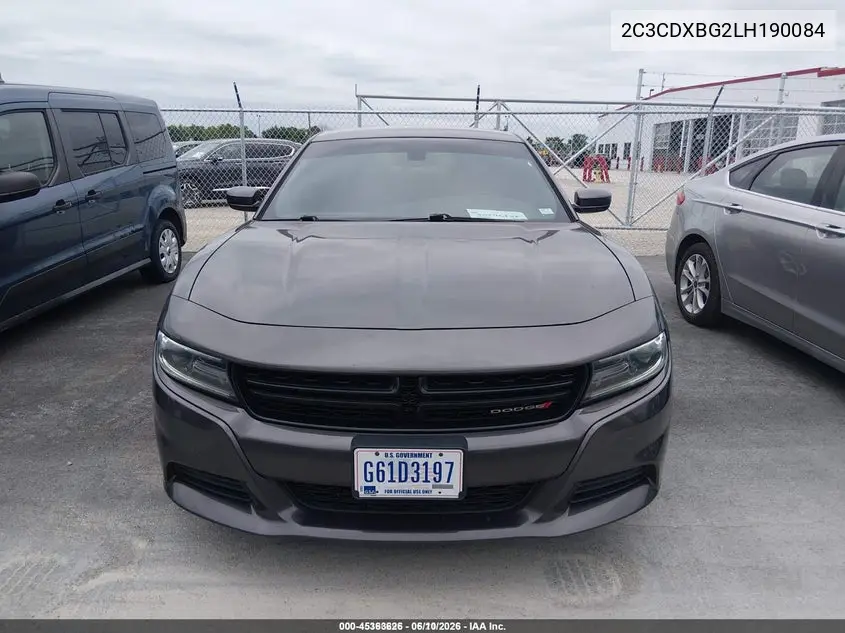 2020 Dodge Charger Sxt Rwd VIN: 2C3CDXBG2LH190084 Lot: 45363626