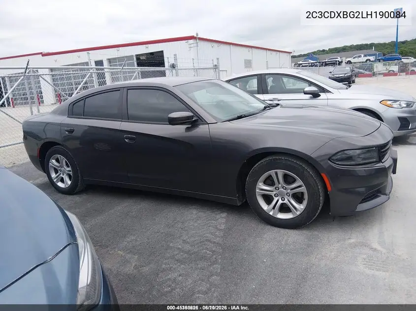 2020 Dodge Charger Sxt Rwd VIN: 2C3CDXBG2LH190084 Lot: 45363626