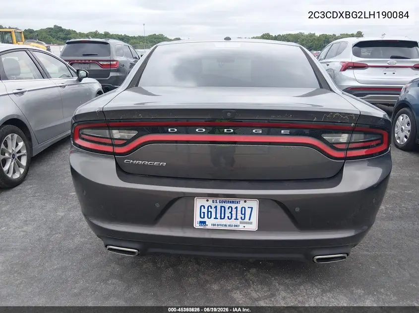 2020 Dodge Charger Sxt Rwd VIN: 2C3CDXBG2LH190084 Lot: 45363626