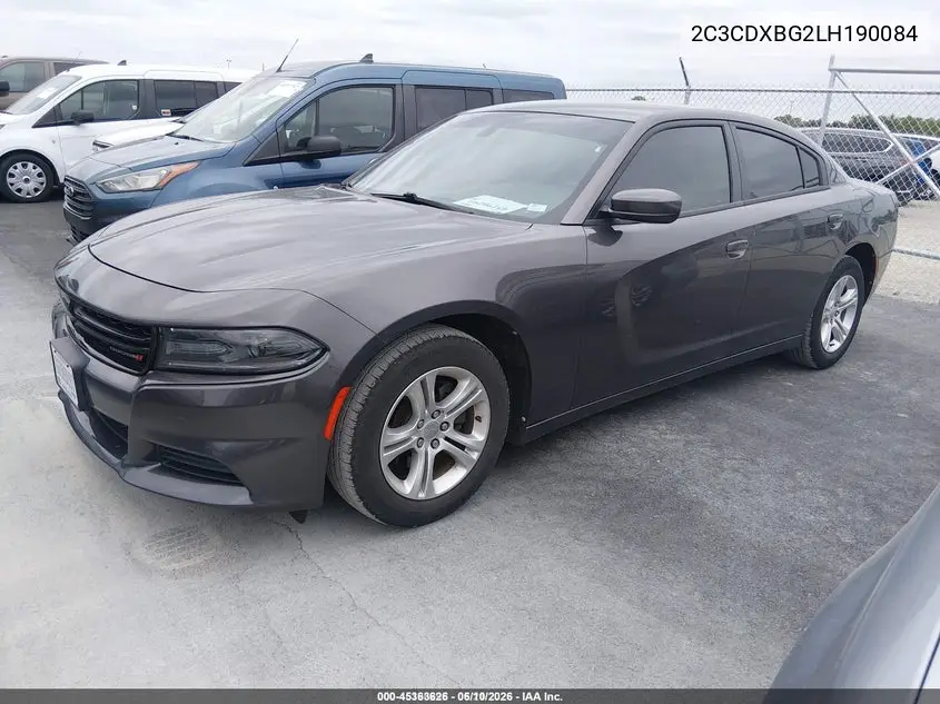 2020 Dodge Charger Sxt Rwd VIN: 2C3CDXBG2LH190084 Lot: 45363626