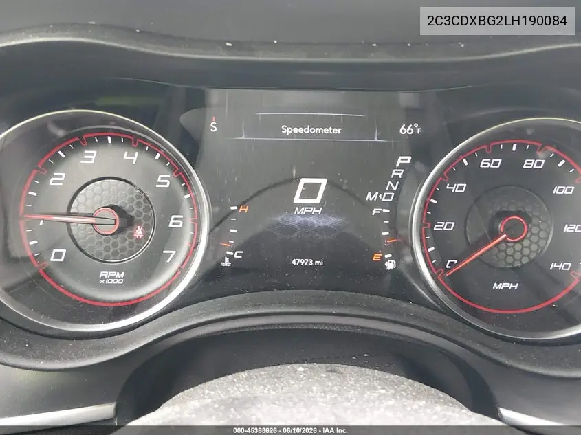 2020 Dodge Charger Sxt Rwd VIN: 2C3CDXBG2LH190084 Lot: 45363626