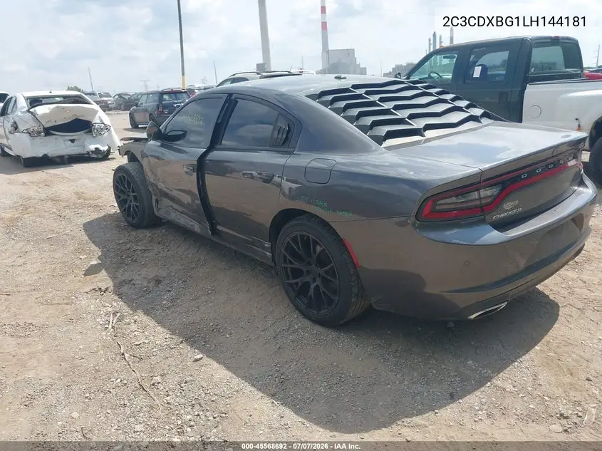 2020 Dodge Charger Sxt Rwd VIN: 2C3CDXBG1LH144181 Lot: 45568692