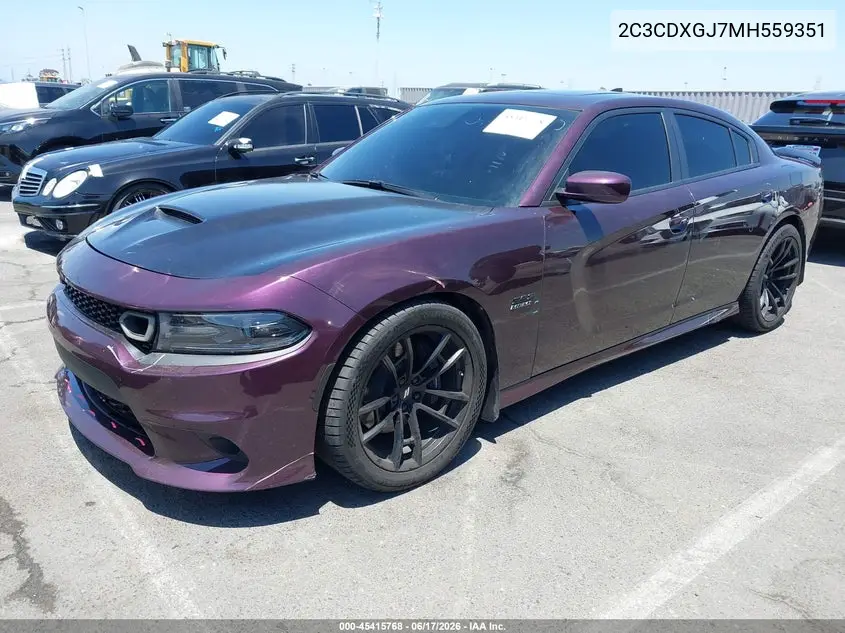 2021 Dodge Charger Scat Pack Rwd VIN: 2C3CDXGJ7MH559351 Lot: 45415768