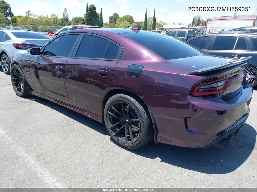 2021 Dodge Charger Scat Pack Rwd VIN: 2C3CDXGJ7MH559351 Lot: 45415768