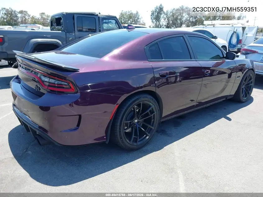 2021 Dodge Charger Scat Pack Rwd VIN: 2C3CDXGJ7MH559351 Lot: 45415768