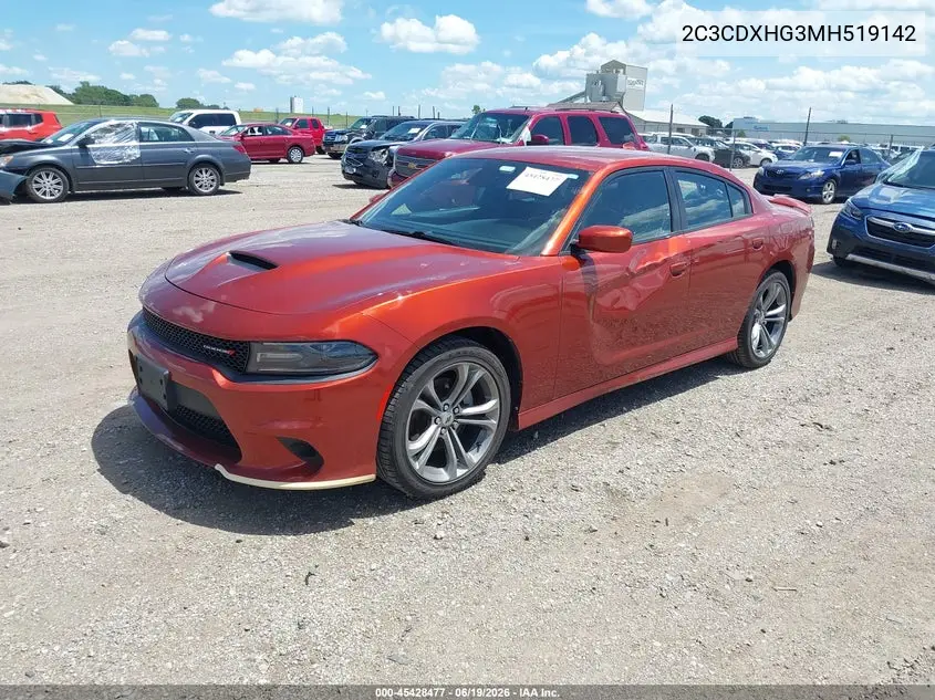 2021 Dodge Charger Gt Rwd VIN: 2C3CDXHG3MH519142 Lot: 45428477