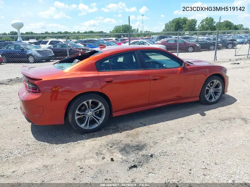 2021 Dodge Charger Gt Rwd VIN: 2C3CDXHG3MH519142 Lot: 45428477