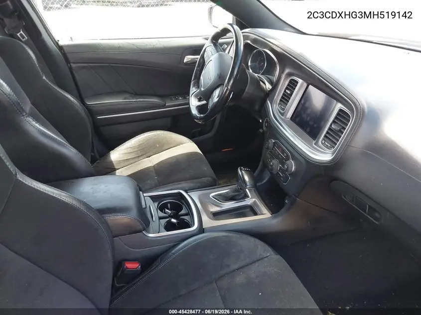 2021 Dodge Charger Gt Rwd VIN: 2C3CDXHG3MH519142 Lot: 45428477
