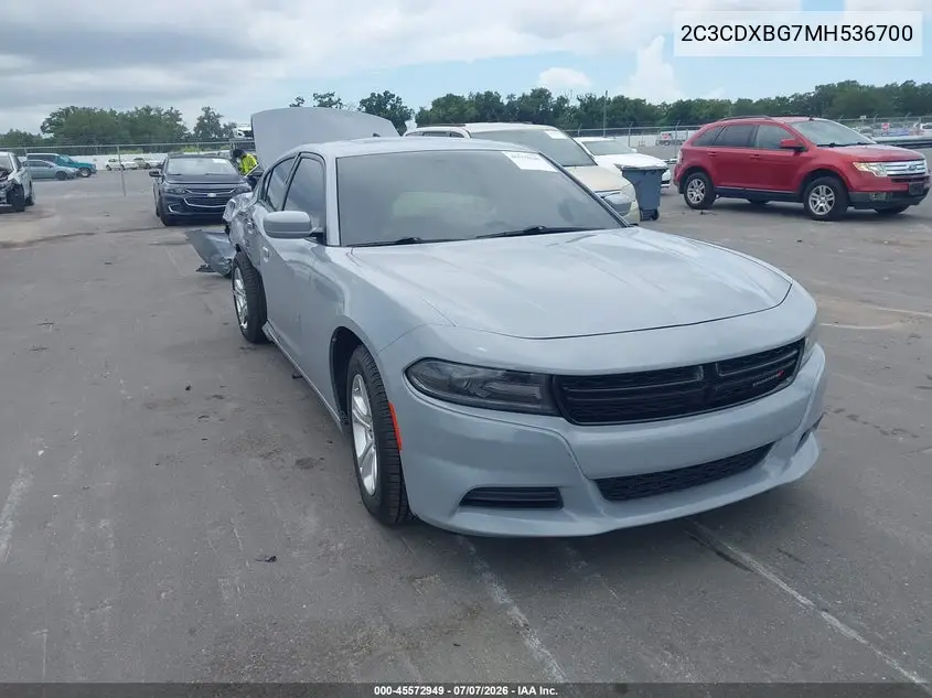 2021 Dodge Charger Sxt Rwd VIN: 2C3CDXBG7MH536700 Lot: 45572949
