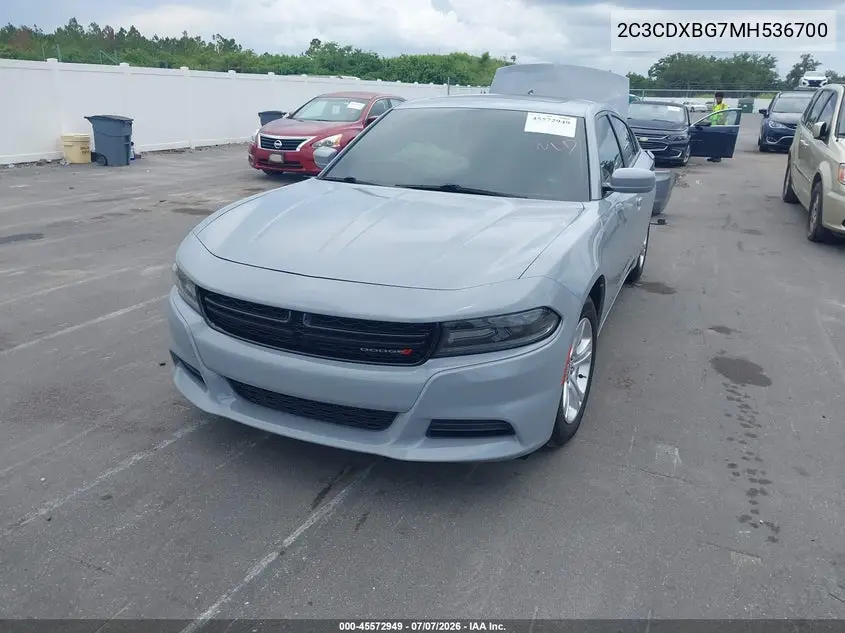 2021 Dodge Charger Sxt Rwd VIN: 2C3CDXBG7MH536700 Lot: 45572949