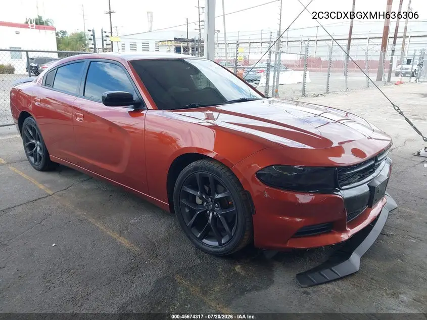2021 Dodge Charger Sxt Rwd VIN: 2C3CDXBGXMH636306 Lot: 45674317
