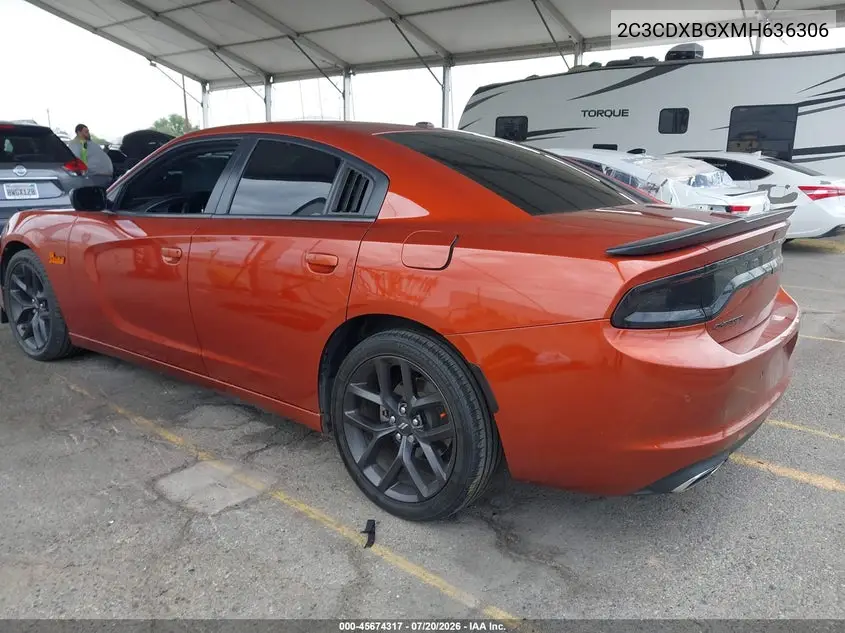 2021 Dodge Charger Sxt Rwd VIN: 2C3CDXBGXMH636306 Lot: 45674317