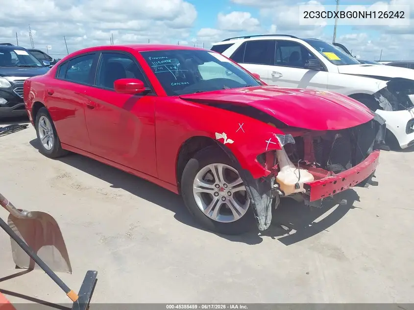 2022 Dodge Charger Sxt Rwd VIN: 2C3CDXBG0NH126242 Lot: 45385459