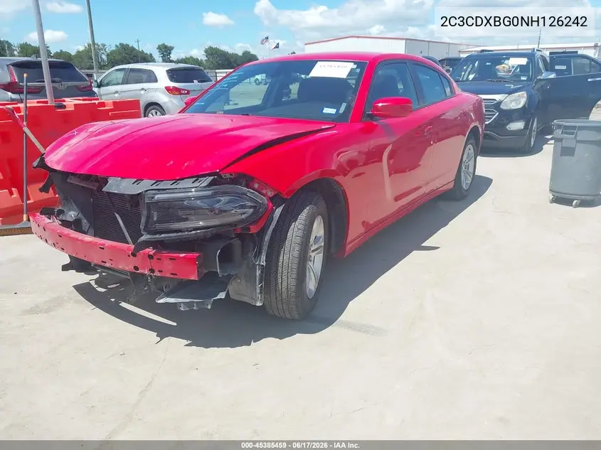 2022 Dodge Charger Sxt Rwd VIN: 2C3CDXBG0NH126242 Lot: 45385459
