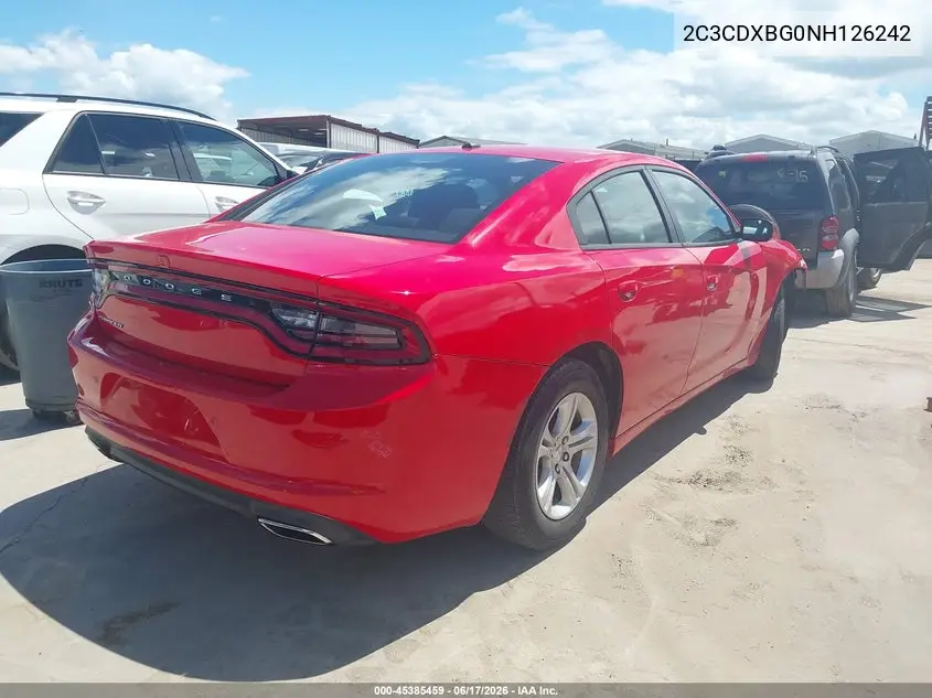 2022 Dodge Charger Sxt Rwd VIN: 2C3CDXBG0NH126242 Lot: 45385459