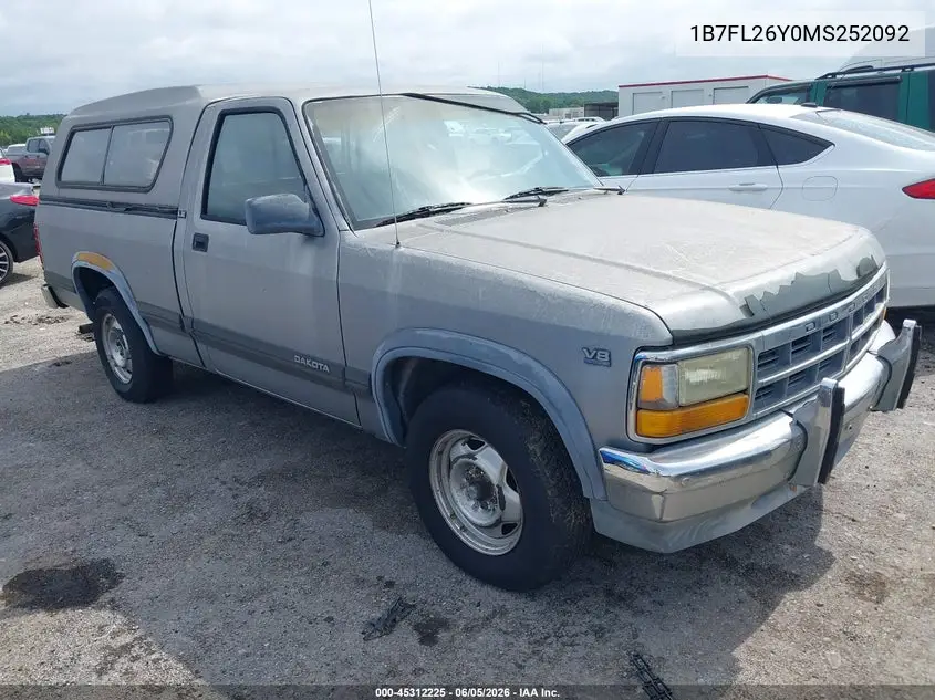 1991 Dodge Dakota VIN: 1B7FL26Y0MS252092 Lot: 45312225