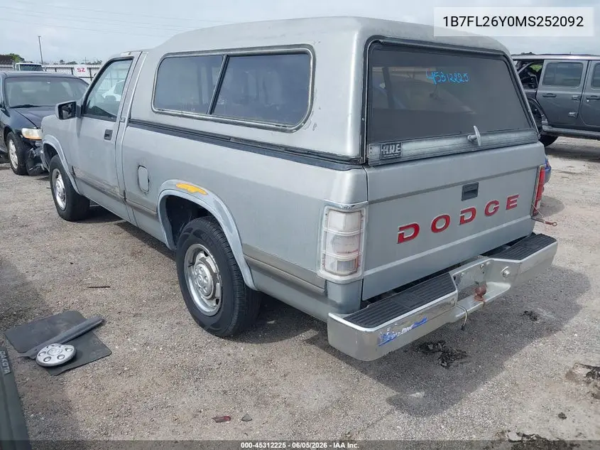 1991 Dodge Dakota VIN: 1B7FL26Y0MS252092 Lot: 45312225